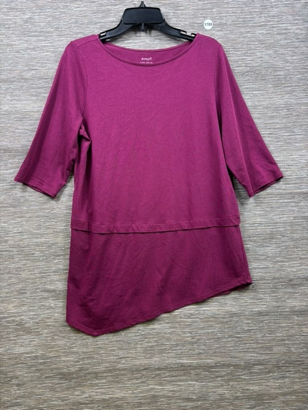 Pure Jill PJ Boat Neck Tunic Top Womens Size M Purple / Plum Asymmetric Casual